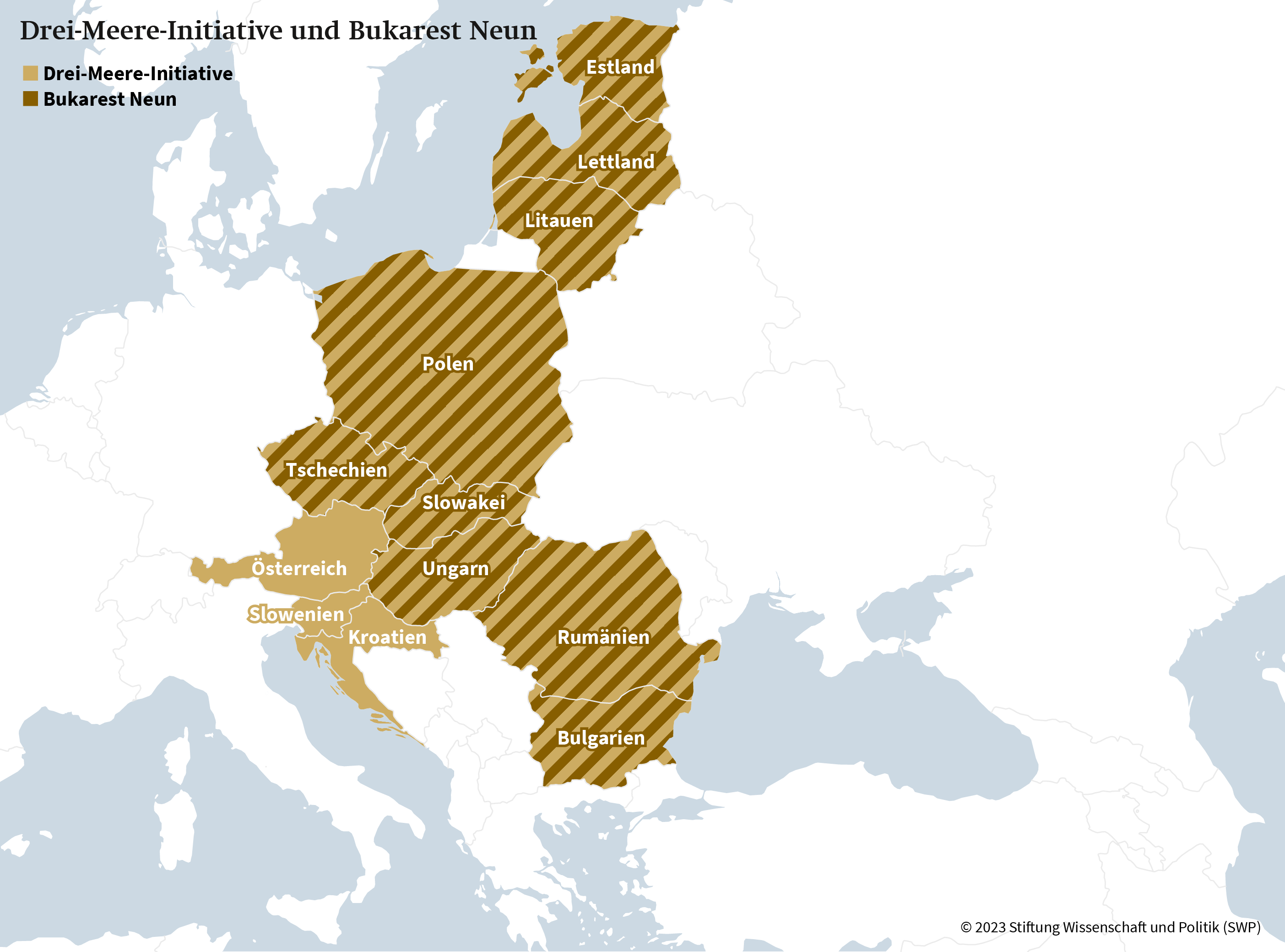 Karte 2: Drei-Meere-Initiative und Bukarest Neun