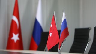 Flags of Russia and Turkey
