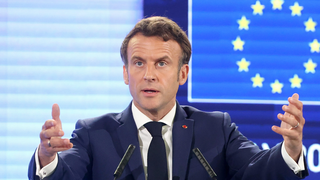 Emmanuel Macron bei seiner Rede vor dem Europäischen Parlament am 09.05.2022