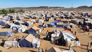 Zelte in einem Flüchtlingslager bei Khartum, Sudan
