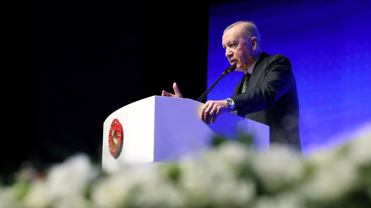 Der türkische Präsident Recep Tayyip Erdoğan bei einer Rede in Istanbul im Juli 2024.