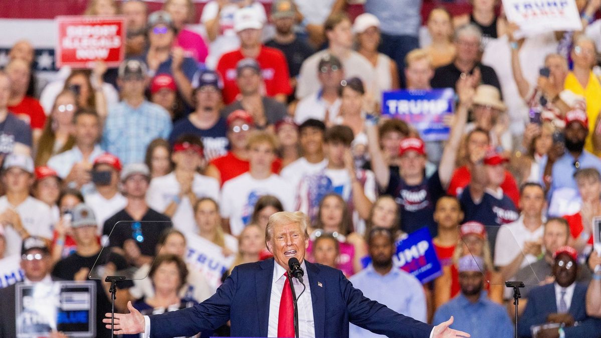 Der republikanische Präsidentschaftskandidat Donald Trump bei einer Wahlkampfveranstaltung am 27. Juli 2024.