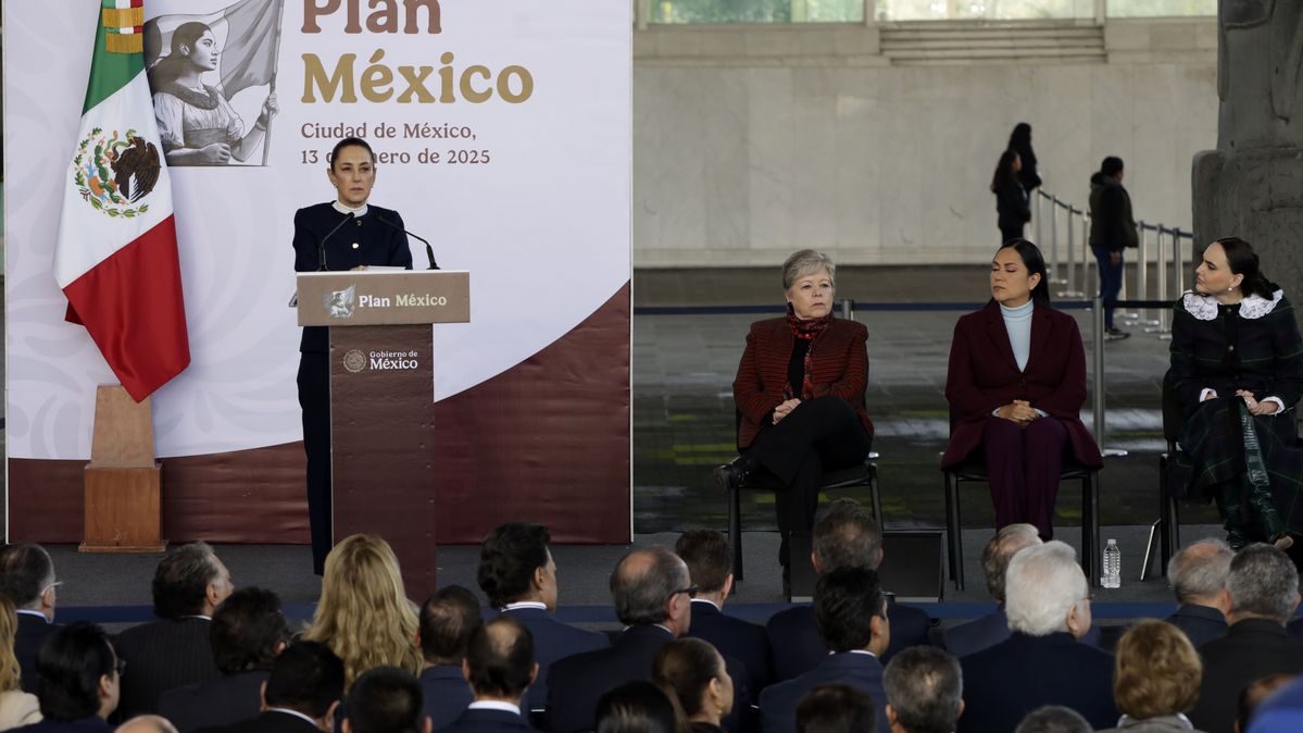Mexico's President Claudia Sheinbaum at the presentation of the "Plan Mexico" on January 13, 2025