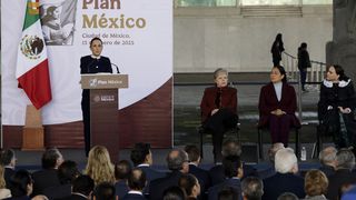Mexico's President Claudia Sheinbaum at the presentation of the "Plan Mexico" on January 13, 2025