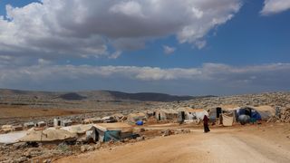 Camps for internally displaced persons are set up near the northern Syrian town of Sarmada