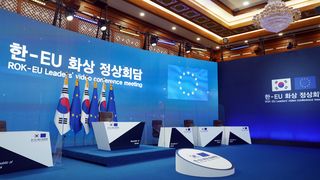 Preparations for a videoconference of South Korean and EU leaders on June 2020.