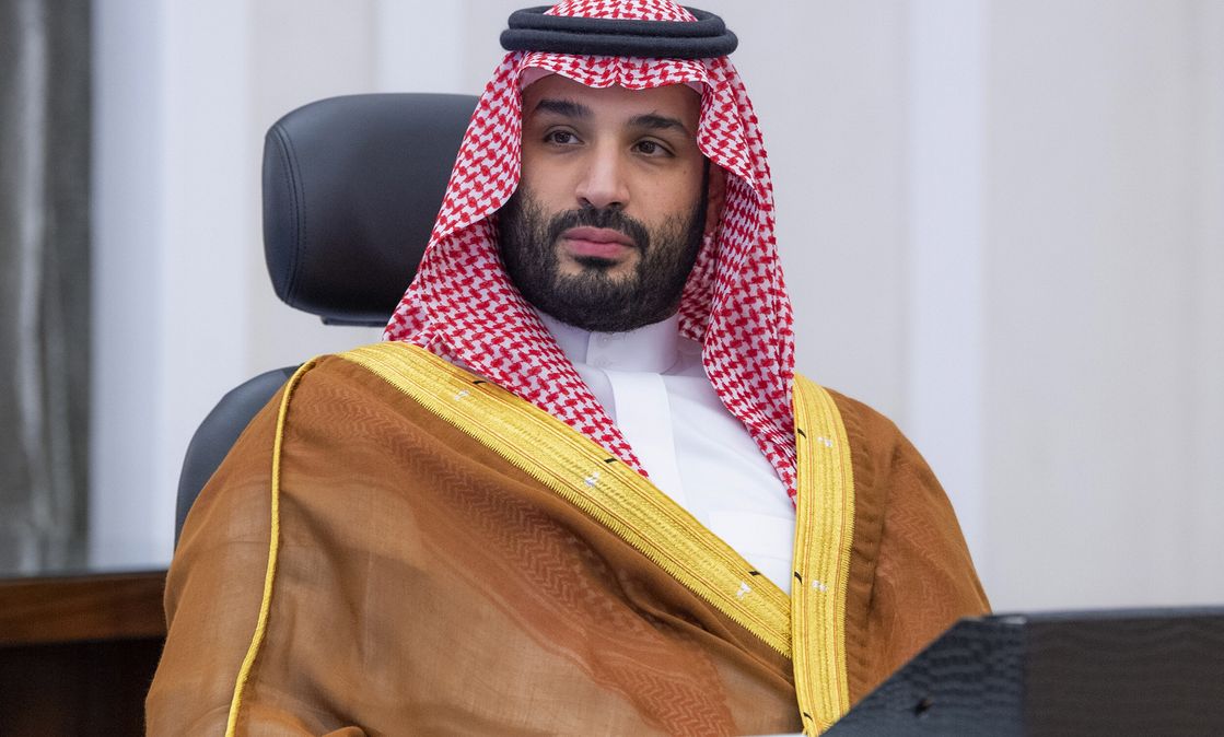 Der saudische Kronprinz Mohammed Bin Salman während einer Videokonferenz im Oktober 2021