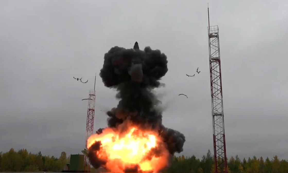 Abschuss einer russischen ballistischen Interkontinentalrakete bei einem Test in Plesetsk
