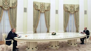Der russische Präsident Wladimir Putin und Bundeskanzler Olaf Scholz während eines Treffens im Februar 2022 in Moskau.