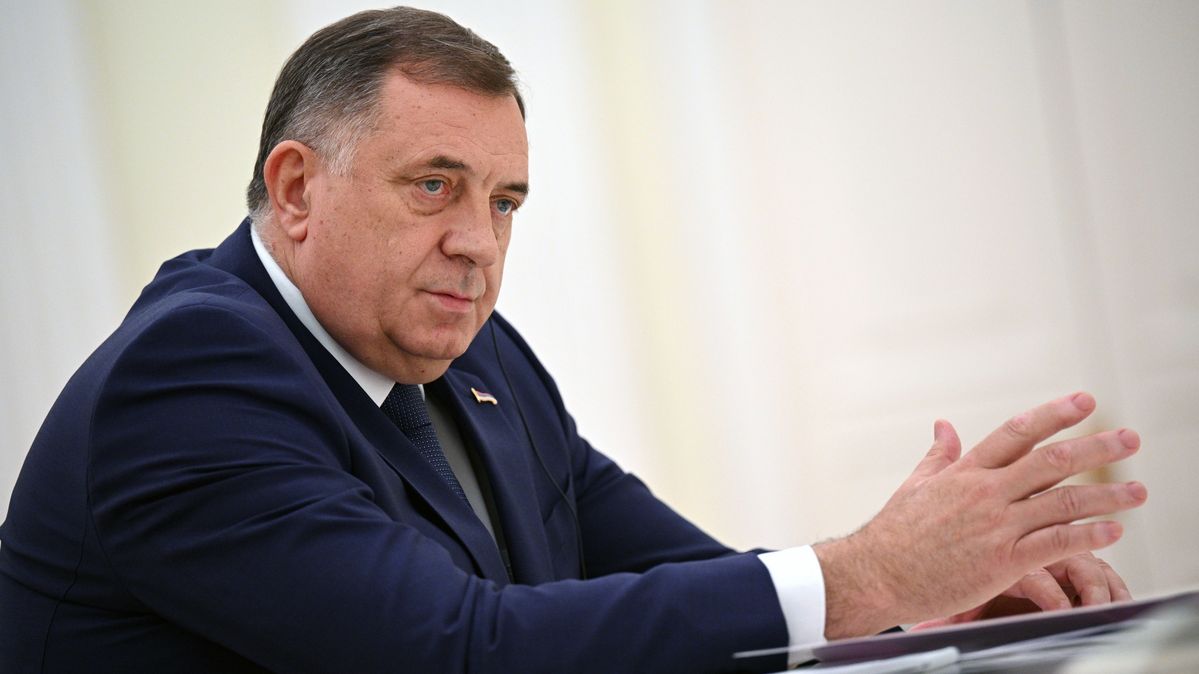 Der Präsident der Republika Srpska Milorad Dodik während eines Treffens mit dem russischen Präsidenten Wladimir Putin in Moskau im Mai 2023