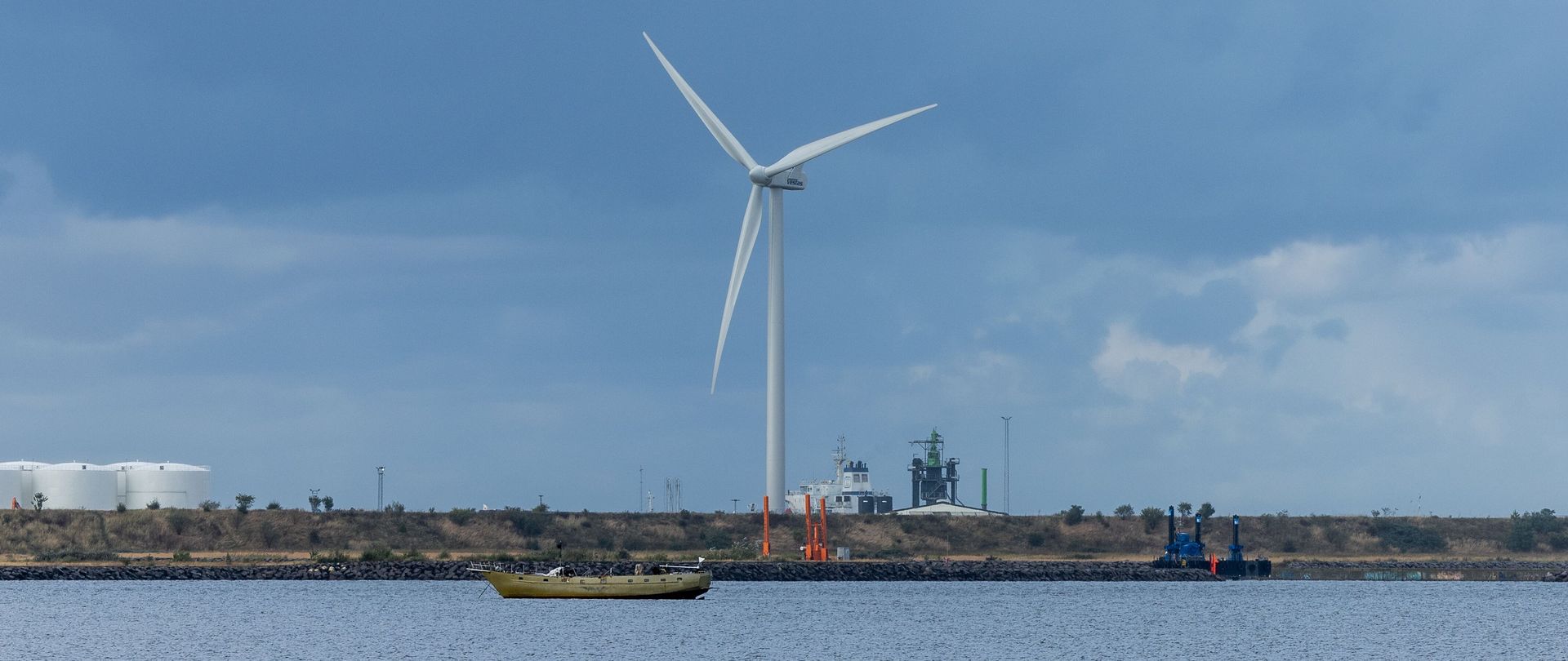 A wind turbine in the sea