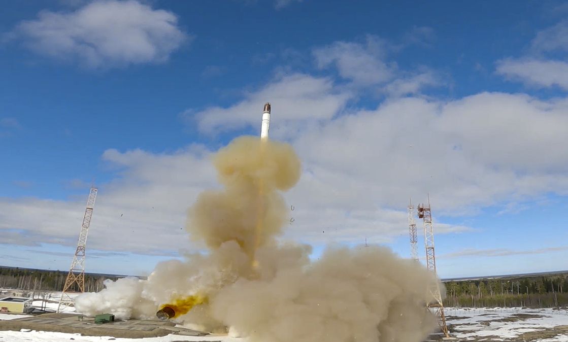 Teststart einer ballistischen Interkontinentalrakete RS-28 Sarmat in der Region Archangelsk