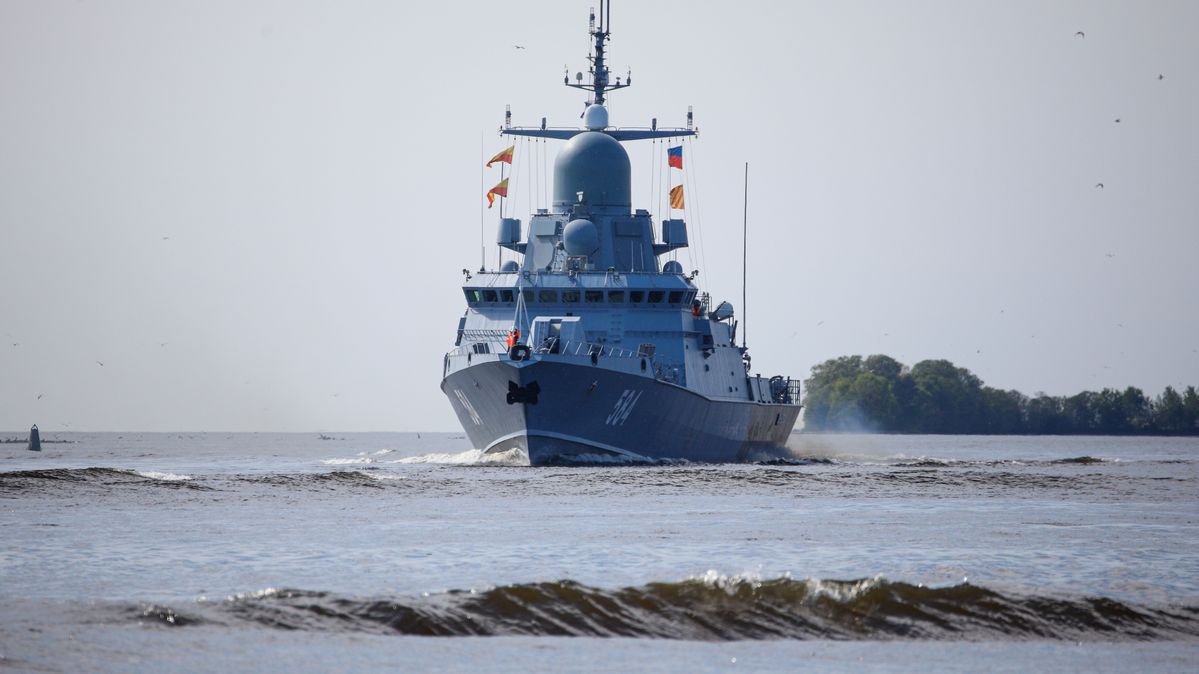 The Russian warship Odintsovo after a military exercise in the Baltic Sea on 28.05.2023