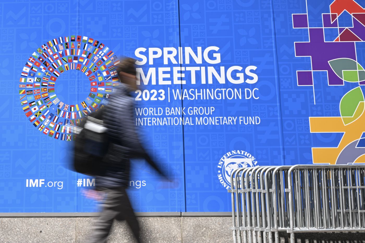Washington DC: A person makes their way to this year's World Bank Group Spring Meetings. 