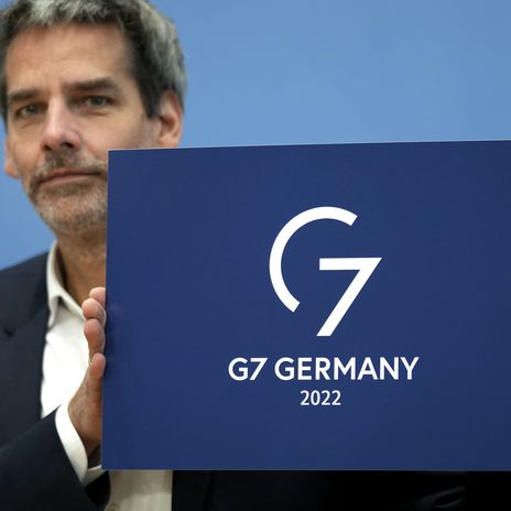 G7 unter deutscher Präsidentschaft: Vorstellung des Logos während einer Pressekonferenz