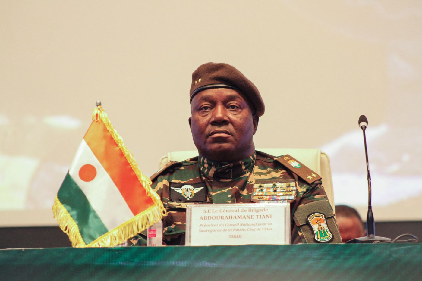 Niger's junta leader General Abdourahamane Tiani at the first ordinary summit of the heads of state and government of the Alliance of Sahel States (AES) in Niamey, Niger, on 6 July 2024.