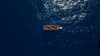 A refugee boat on the Mediterranean off Libya