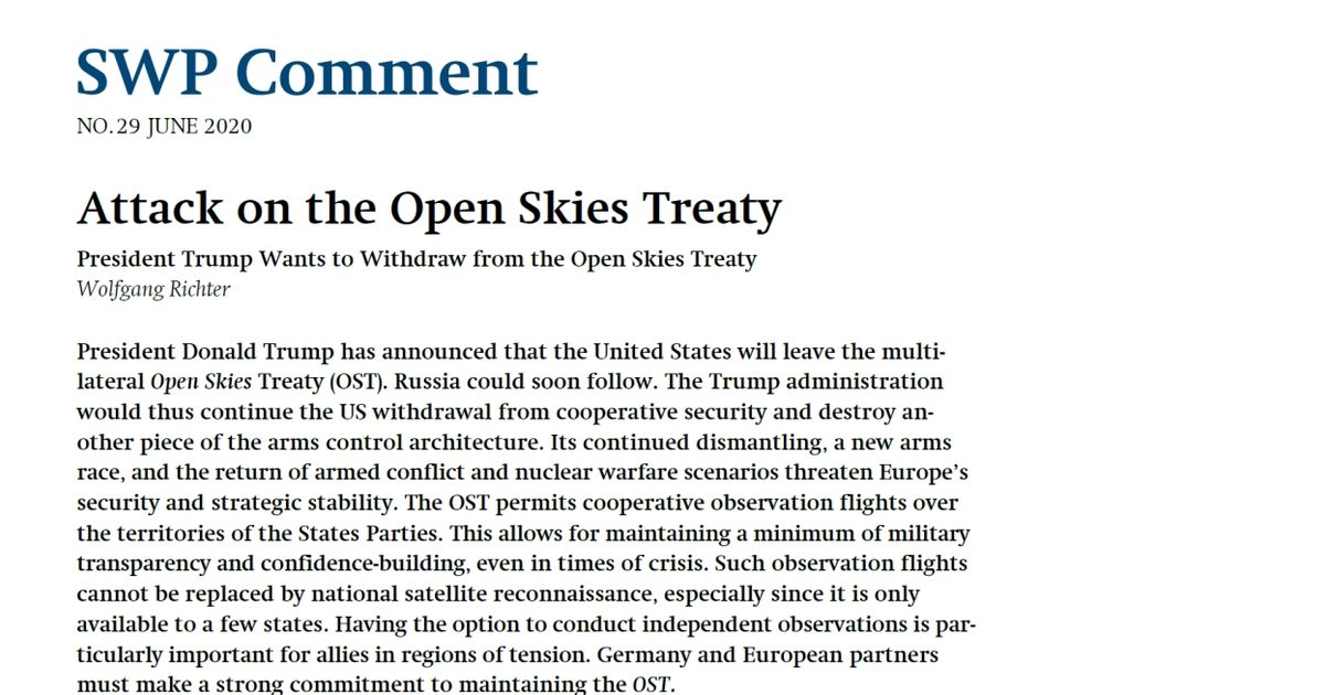 Attack On The Open Skies Treaty Swp