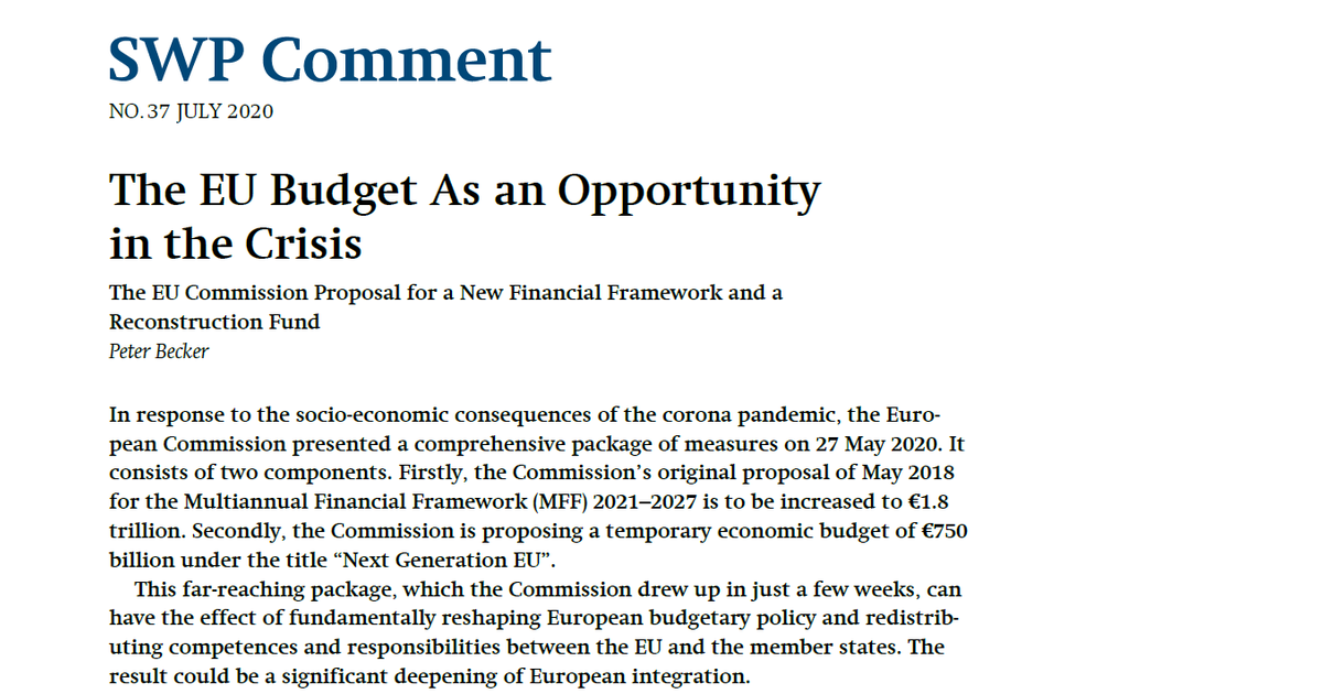 The Eu Budget As An Opportunity In The Crisis Swp