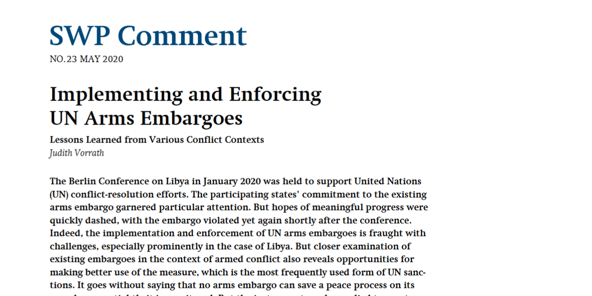 Implementing and Enforcing UN Arms Embargoes SWP